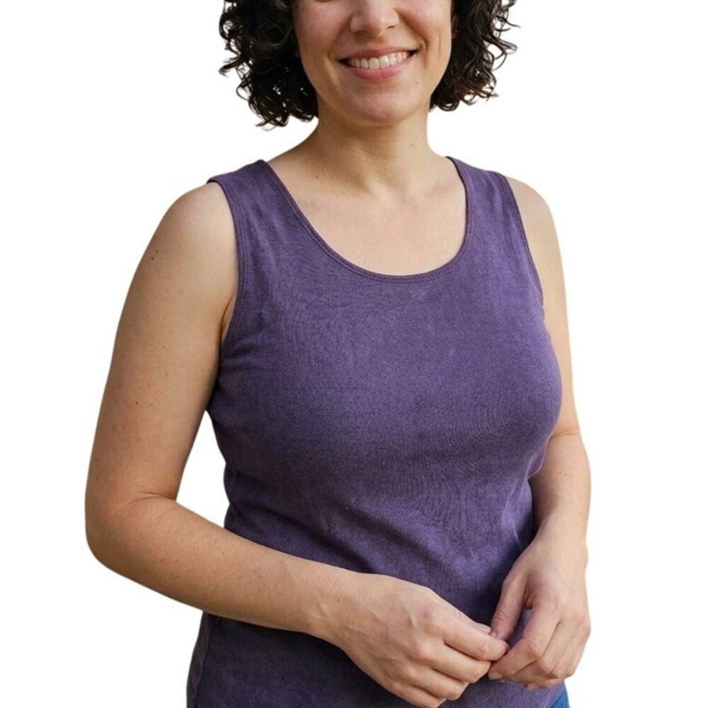 CHICO'S Travelers Slinky Stretchy Sleeveless Blouse Tank Top Large Plum Purple